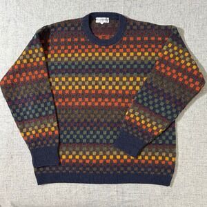 Bullock & Jones Men Sweater M Multicolor Geometric Pattern Wool Blend Italy
